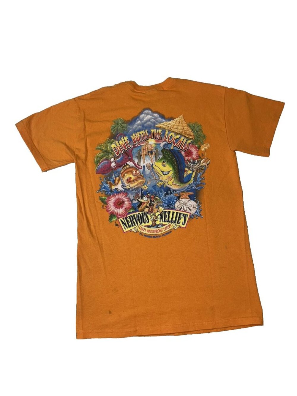Nervous Nellies Fort Myers Beach FL Dine With The Locals Orange Size Small FLAWS